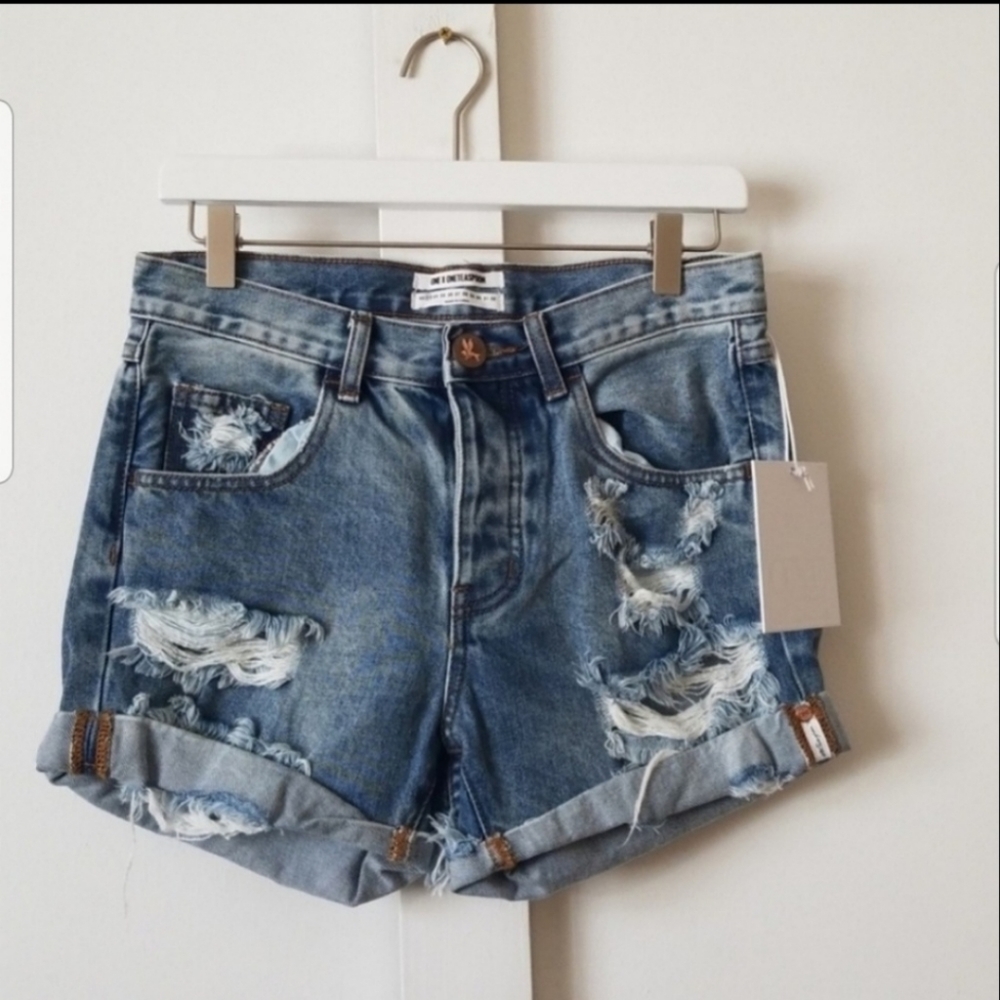 NWT One Teaspoon distressed denim shorts size 23